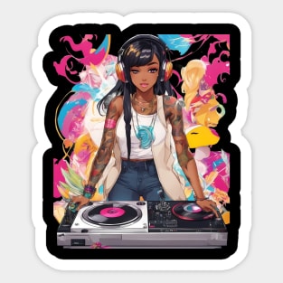 Pulsating Beats DJ Techno Raves Girl Sticker